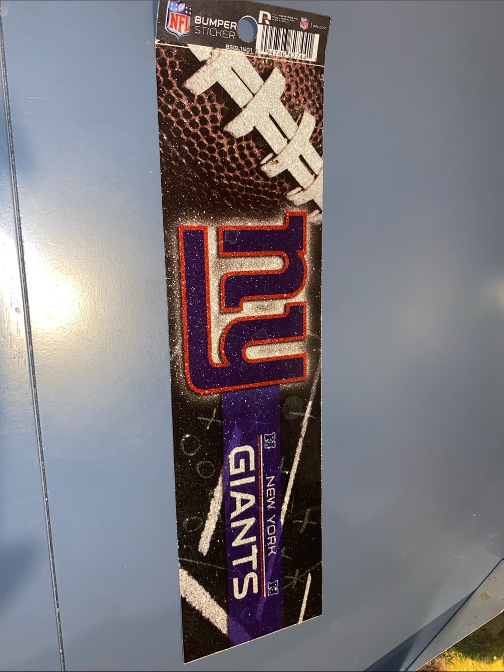 NFL New York Giants Glitter Logo Bumper Sticker - Blue, Red, White